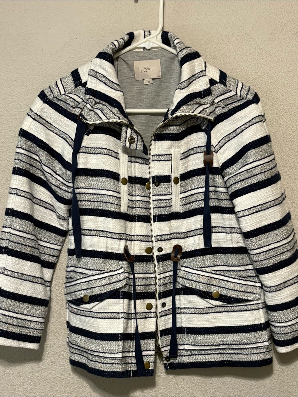 LOFT Navy and White Striped Jacket